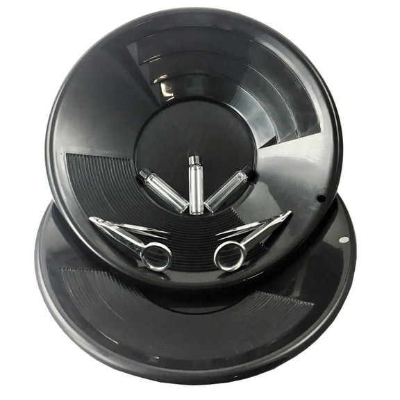 7pc ASR Outdoor Classic Field Gold Panning Kit Black Dual Riffle Pans