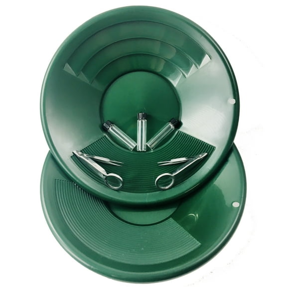7pc ASR Outdoor Classic Field Gold Panning Kit Green Dual Riffle Pans