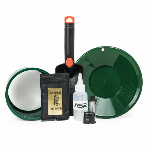 7pc ASR Outdoor Kids Gold Panning Kit Beginner Prospecting Equipment and Paydirt