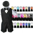 thumbnail image 1 of 7pc Baby Boy & Toddler Formal Vest Shorts Black Suit Extra Vest Necktie Set S-4T, 1 of 1