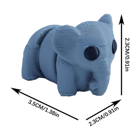 7pc Elephant Size: 6*6*6cm 3D Printed Wild Animal Figurine