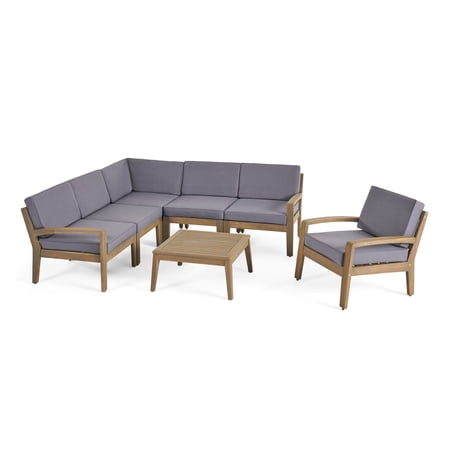 Contemporary Home Living 7pc Gray Contemporary Handcrafted Outdoor Sectional Sofa Set 31"