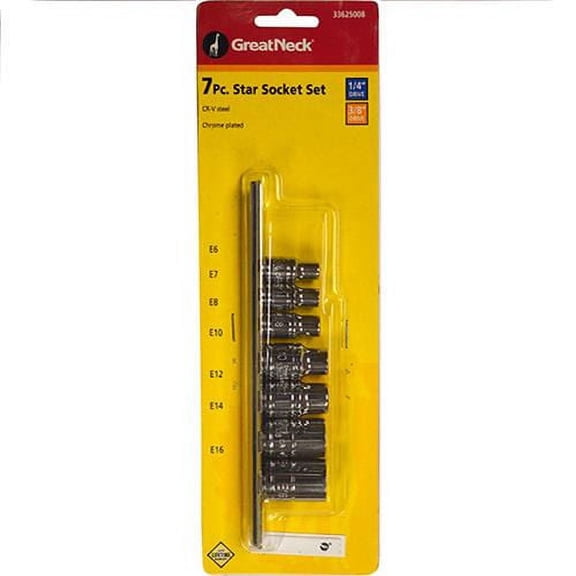 7pc Great Neck 1/4" 3/8" External Torx Star Sockets Brake Tools Set 33625008