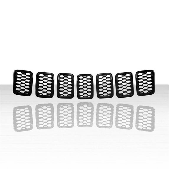 7pc Grille Overlay for 2017-2019 Jeep Grand Cherokee - Gloss Black