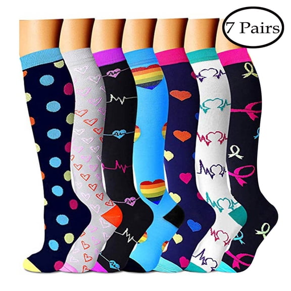 (7pc)MSJUHEG Compression Socks,Medias De Compresión Para Mujer,Wide Calf Compression Socks Women,Soccer Socks,Ski Socks,Socks Compressie Socks Sports Socks Multicolor 1 S