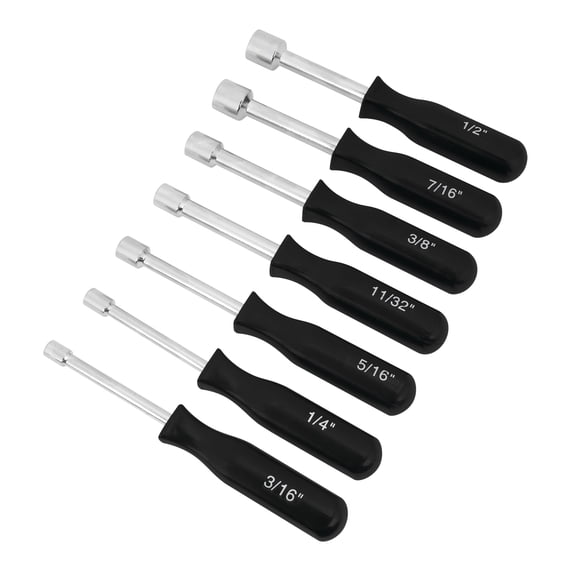 Performance Tool 1910 7-Piece SAE Nut Driver Set for Tightening and Loosening Fasteners with Comfortable Grip Handles