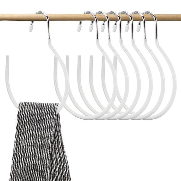 7pc Stainless Steel & Plastic Towel Rack Hook Hangers Half Round White 189x136x3.5mm