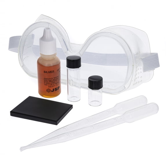 7pc ToolTreaux Safety Silver Acid Testing Kit with Safety Glasses Testing Stone Pipettes Glass Vials