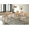 thumbnail image 1 of 7pc Warm Wood/beige Dining Set Rectangular Table Upholstered Chairs Furniture, 1 of 8
