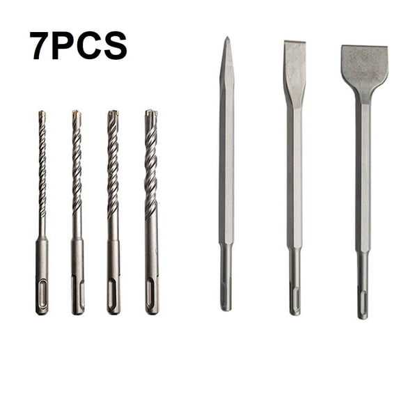 7pcs 2-hole 2-slot For SDS-PLUS Chisel Drill Bits Set For Electric Hammer Drill