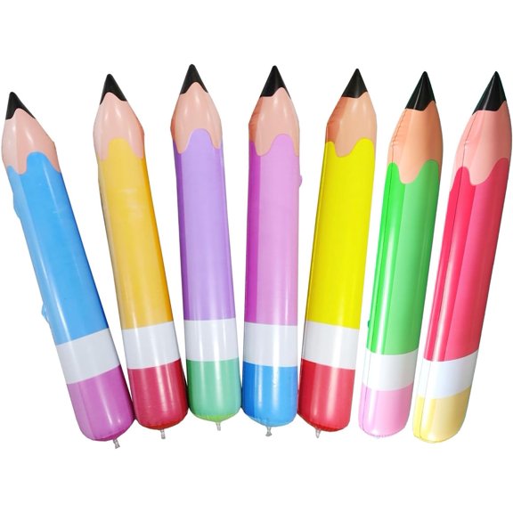 7pcs 27 Inch Giant Large Inflatable Pencil Balloon, Back to School Graduation Decor Hanging Inflatable Pencil Classroom Decoration for Back to School Classroom Garden Room Birthday Party Decorations.