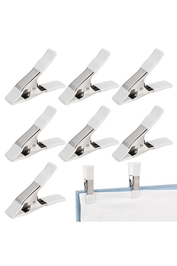 7pcs 4" Spring Clip Background Clips Clamp White Heavy Duty Spring Metal Spring Clamps Wedding Dress Spring Clamps for Crafts Holding Up a Backdrop Tarp Paper Fabric Bridal Veils Canvas DIY