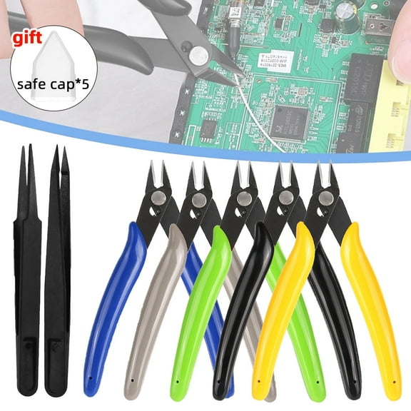 5 Inch Wire Cutter Flush Cutter Pliers Small Diagonal Clippers Precision Wire Nippers Zip Tie Cutters for Jewelry Making Model Snips Hobby Snips DIY,7-Pack