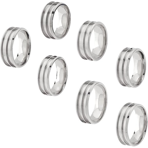 7pcs 7 Sizes Blank Ring Stainless Steel Double Grooved Ring Settings Blank Core Ring for Inlay Ring Finger Ring Blank Round Empty Ring for Jewelry Making for DIY