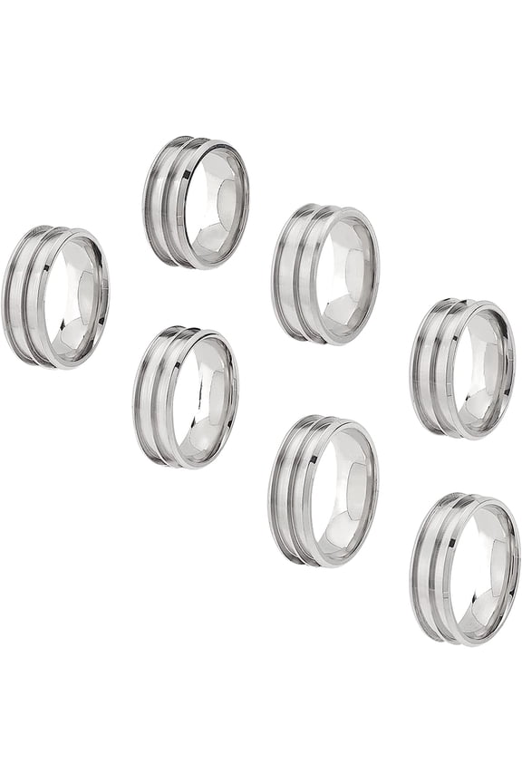 7pcs 7 Sizes Blank Ring Stainless Steel Double Grooved Ring Settings Blank Core Ring for Inlay Ring Finger Ring Blank Round Empty Ring for Jewelry Making for DIY