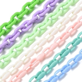 7pcs Acrylic Chain Links 7 Colors C-Clips Hooks Chain Links 39.4" Detachable Curb Chains Oval Linking Rings for Summer Purse Strap