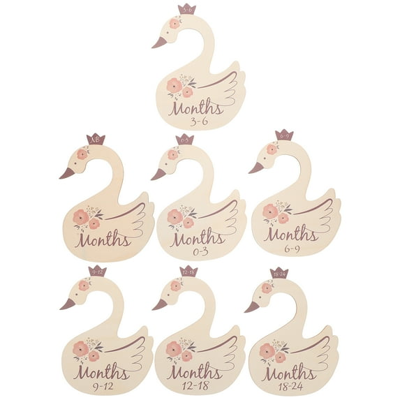 7pcs Adorable Swan-Shaped Wooden Closet Dividers Cartoon Swan Infant Wardrobe Dividers Toddler Clothes Size Dividers Newborn Closet Dividers