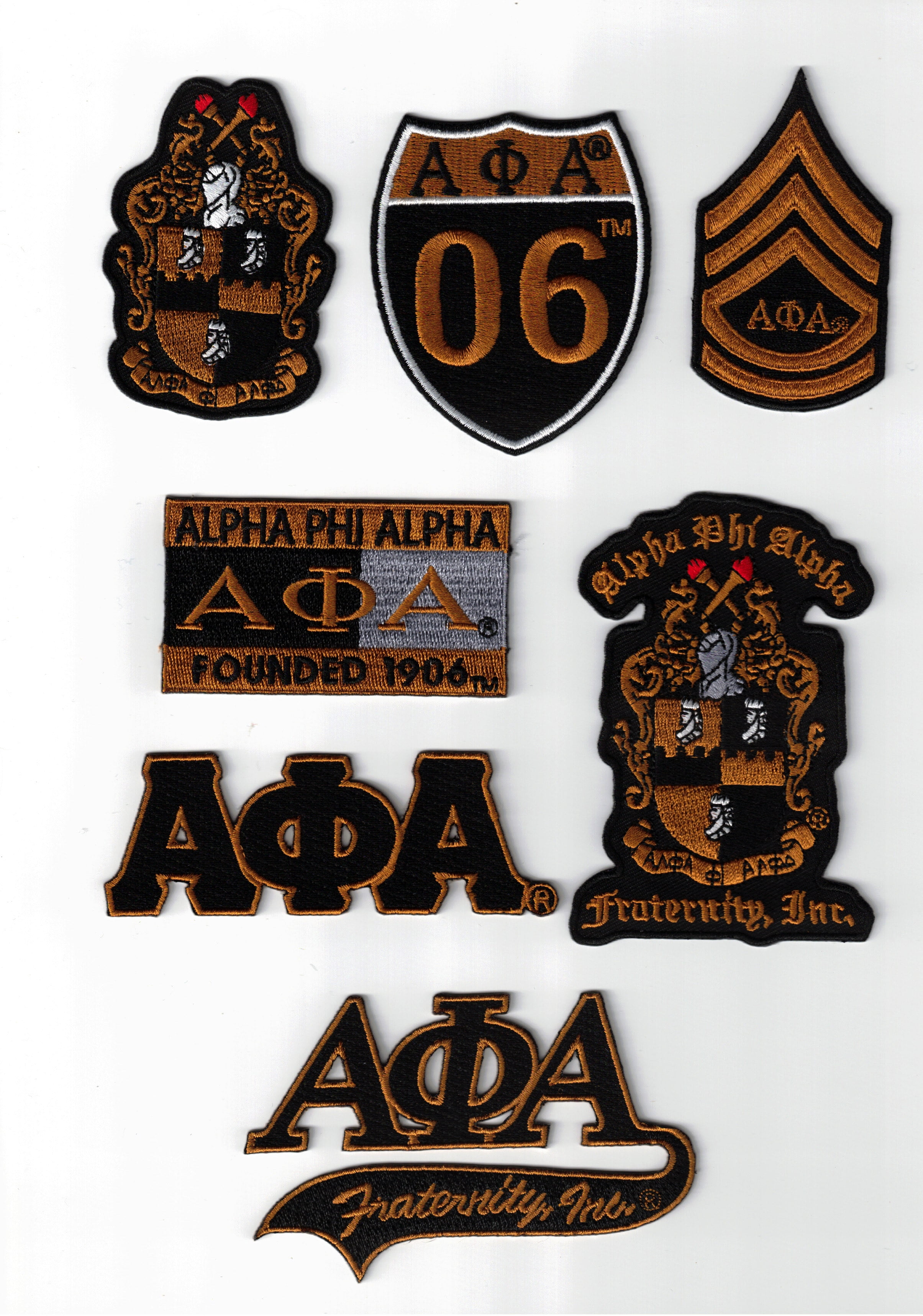 7pcs Alpha Phi Alpha Crest Fraternity DIY Iron / Sew On Patches