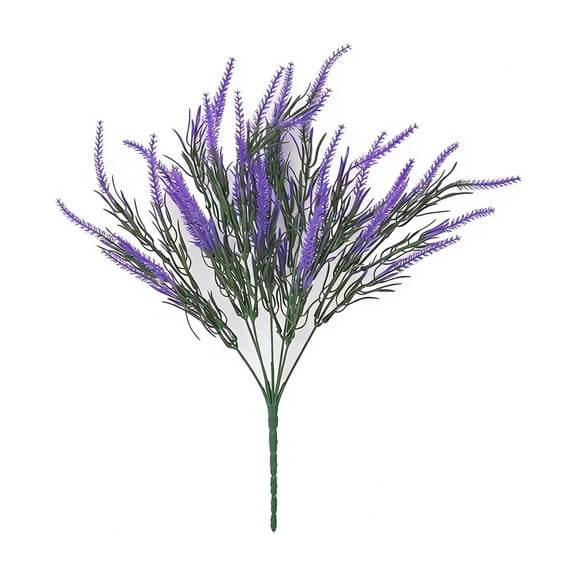 7pcs Artificial Flowers Fake Lavender Faux Purple Flocked Plastic Flowers Plants for Home Wedding Kitchen Garden Patio Window Box Office Table Centerpieces Indoor Outdoor Décor