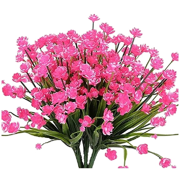 7pcs Artificial Flowers, UV Resistant Plastic Flowers for Outdoor Decoration, Pink Fake Plants for Garden, Porch, Courtyard and Farmhouse Home Decor