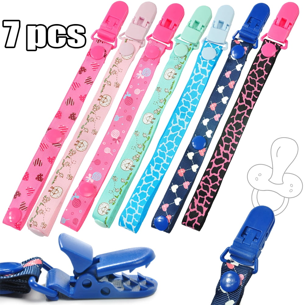 7pcs Baby Pacifier Clip Dummy Holder Straps, Soother Chains Clips Fit