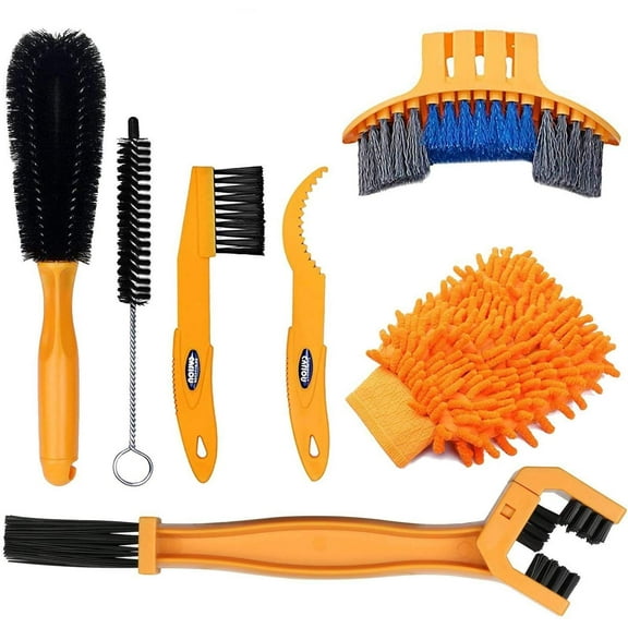 7pcs Bicycle Bike Cleaning Tools Set, Bike Clean Brush Kit Suitable for Mountain, Road, City, Hybrid, BMX and Folding Bike