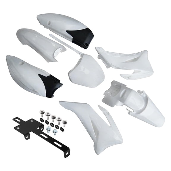 7pcs Blck Complete Plastics Fender Kit Fairing Body Work Kit+ Front Fender Bracket For Motorcycle Dirt Pit Bike TTR110 TTR110E TTR 110 SSR125TR SSR SDG 140cc 150cc 160cc 170cc (White)