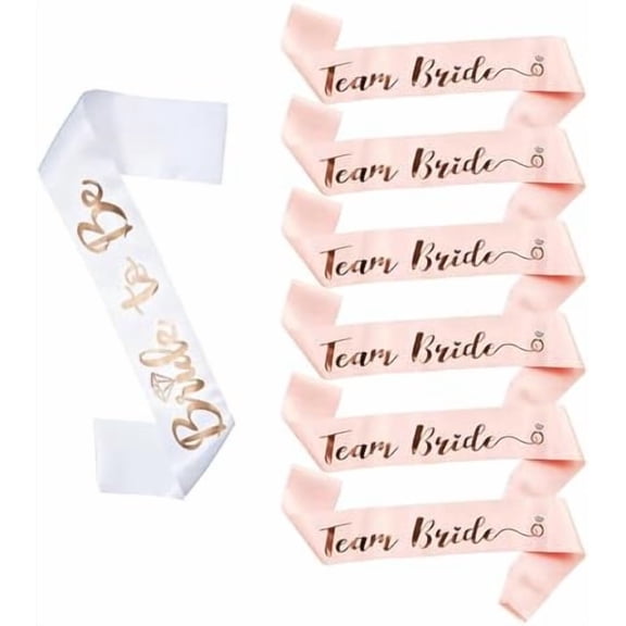 7pcs Bride Sash, Bride to Be Sash, Bride Sashs Bachelorette Party and Team Bride Accessories, Satin Sash Set with Bride Sashs for Bridesmaids, Bridal Shower and Wedding Party