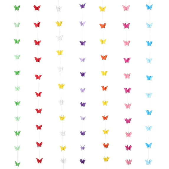 7pcs Butterfly Hanging Garland Paper Party Streamer 3D Butterfly Banner for Wedding Birthday Party Decorations Butterfly String Decor