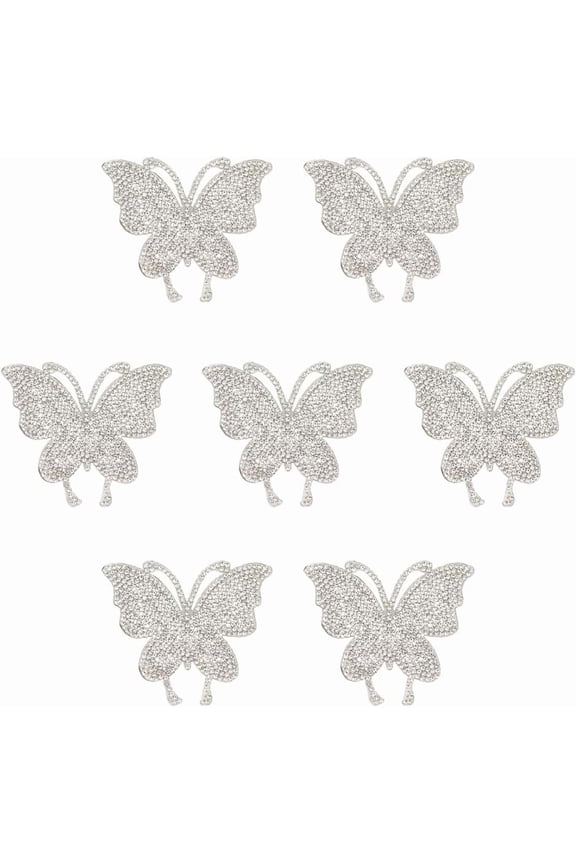 7pcs Butterfly Rhinestone Iron on Patches Fabric Stickers Sew on Patches Badge Iron on Patches Rhinestone Hotfix Applique for Hats Jeans Clothes Women Dress Shoes Pants Bags Decoration for diy