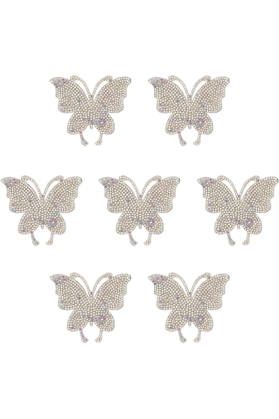 7pcs Butterfly Rhinestone Iron on Patches Fabric Stickers Sew on Patches Iron on Patches Colourful Rhinestone Hotfix Applique for Hats Jeans Clothes Women Dress Shoes Pants Bags Decoration