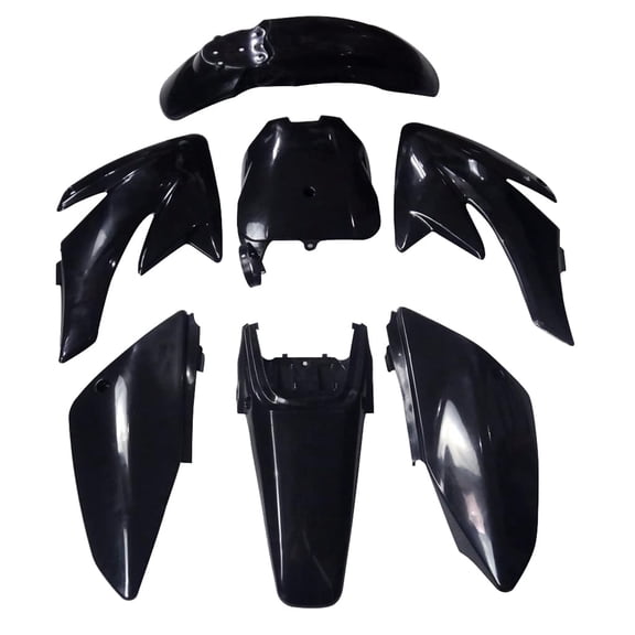 7pcs CRF70 Plastics Fender Fairing Kit (Number Plate, Front Fender, Rear Fender, Tank Side Cover, Side Panel) for CRF70F XR70 Dirt Pit Bike Offroad Enduro Motorcycle (All Black)