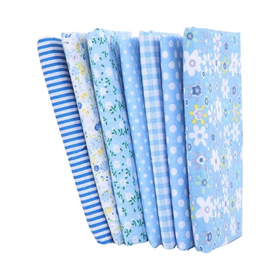7pcs Cotton Craft Fabric Bundle for Inspired Quilting and Scrapbooking - Elegant Floral Patterns for Personalized Sewing Projects,blue