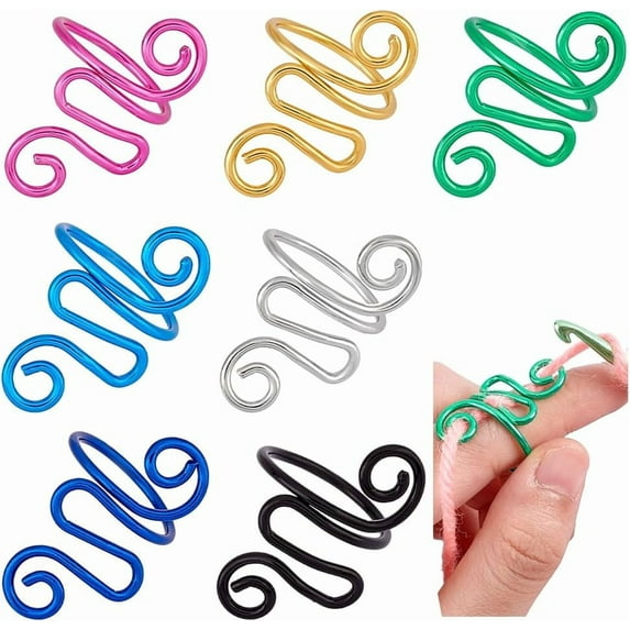 7pcs Crochet Rings Adjustable Yarn Tension Rings Handmade Crochet Tension Ring for Finger Knitting Yarn Tension Control Ring