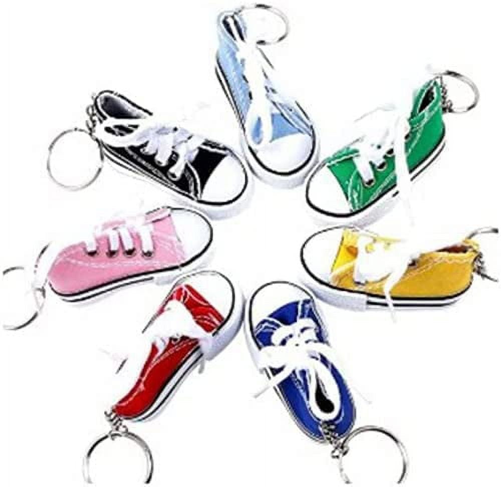 7pcs Cute Mini Canvas Sneaker Keychains 3 Inch Tennis Shoe Key Chains