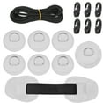 thumbnail image 1 of 7pcs D-Ring Patch Round Shape D Ring 11.5ft Elastic Shock Rope with 6 Hooks Accessories for Inflatable Boat Gray, 1 of 6