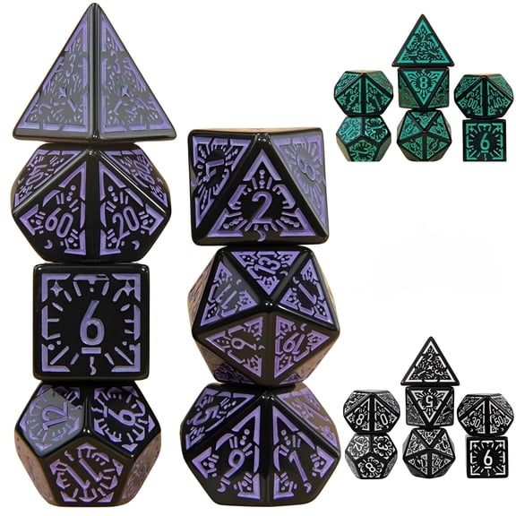 7pcs DND Dice Set, Retro Polyhedral Dice, Table Game Dice Role-Playing RPG Dice, Purple