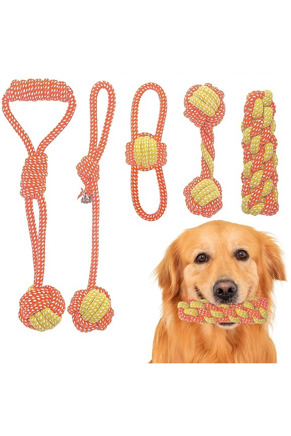 7pcs Dog Chew Rope Toys, Puppy Tug Rope Tough Teething Rope, Safe and Non-toxic Chew Rope for Teeth Cleaning and Chewing, Suitable for All Breeds of Teething Pets, Large and Small