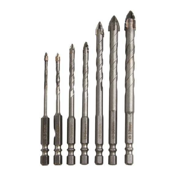 7pcs Eccentric Drill Drilling Glass Tile Punching Rock Slab Triangle Drill bit