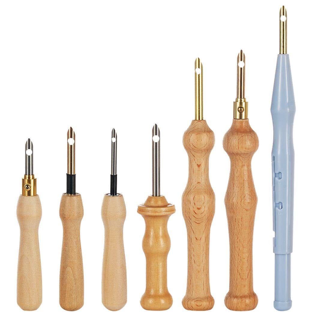 1 Set Embroidery Stitching Punch Needle Wooden Handle Embroidery Punch  Needles 