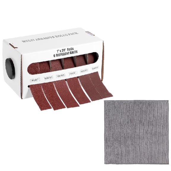 7pcs Emery Cloth Roll Set,80 150 240 320 400 600 Grits Sandpaper Roll with Cleanning Cloth, for Metal Hardwood Plastic Polishing and Sanding