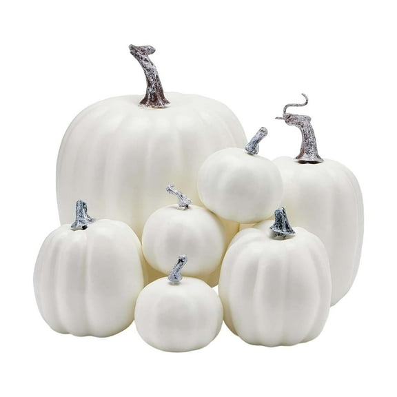 7pcs Faux Foam Pumpkins Lightweight DIY Crafts for Autumn Table Centerpiece Harvest Party Decor