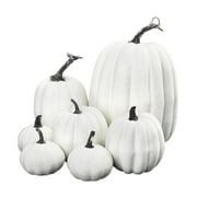7pcs Faux Pumpkins Harvest Lifelike Pumpkin Fake Foam Pumpkin for Fall White
