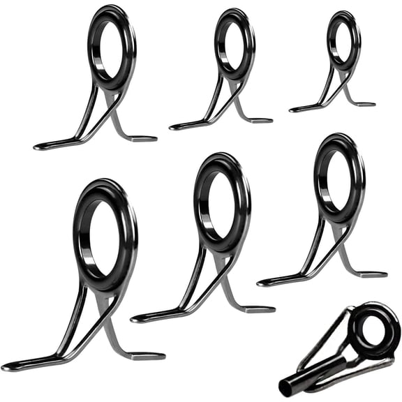 7pcs Fishing Rod Guides Replacement Set Steel Ceramic Ring Fish Rod Repair Guide