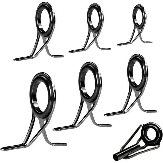 7pcs Fishing Rod Guides Replacement Set Steel Ceramic Ring Fish Rod Repair Guide