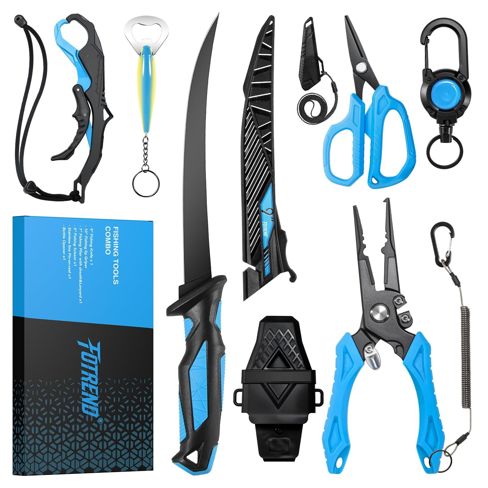 7pcs Fishing Tool Kit  Gear - Plier With Sheath Fillet Fish Lip Gripper Retractor Keychain Bottle Opener Gifts For Men