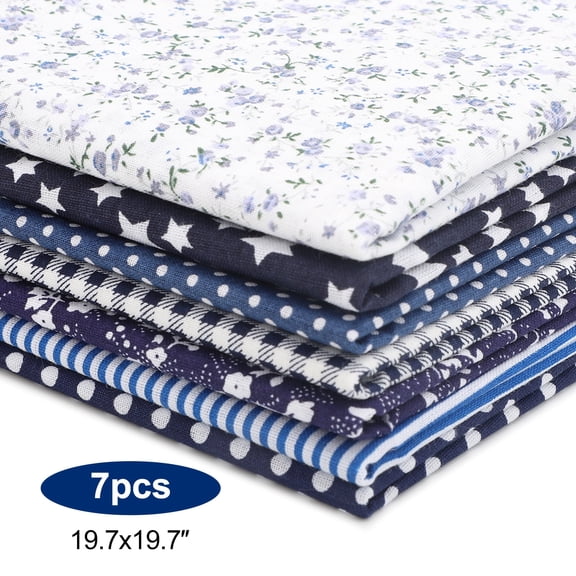 7pcs Floral Cotton Fabric Precut Squares, TSV 20 x 20'' Quilt Squares for Patchwork, Sewing & DIY Projects