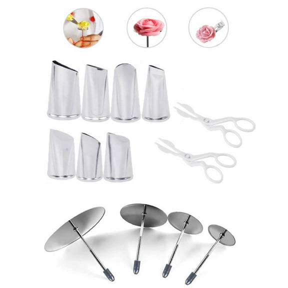 7pcs Flower Piping Tips Set with Icing Flower Tools, 2 Rose Flower Lifte Decor