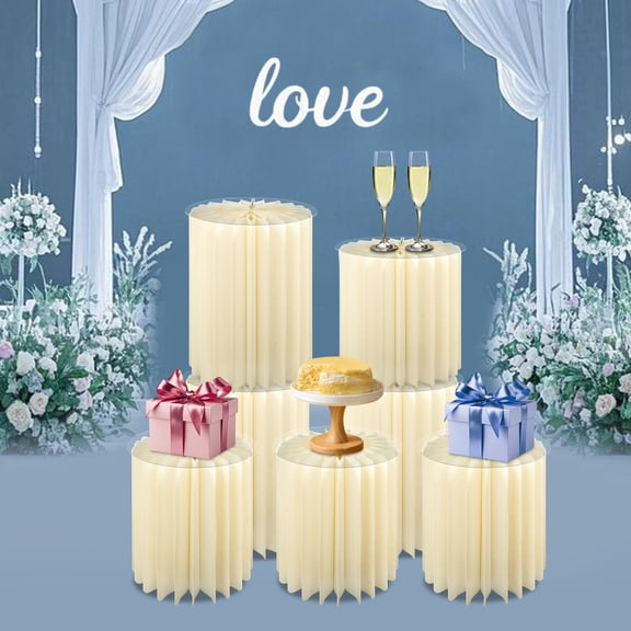 7pcs Foldable Paper Cake Display Stand, Cylinder Flowers Stand Decorative