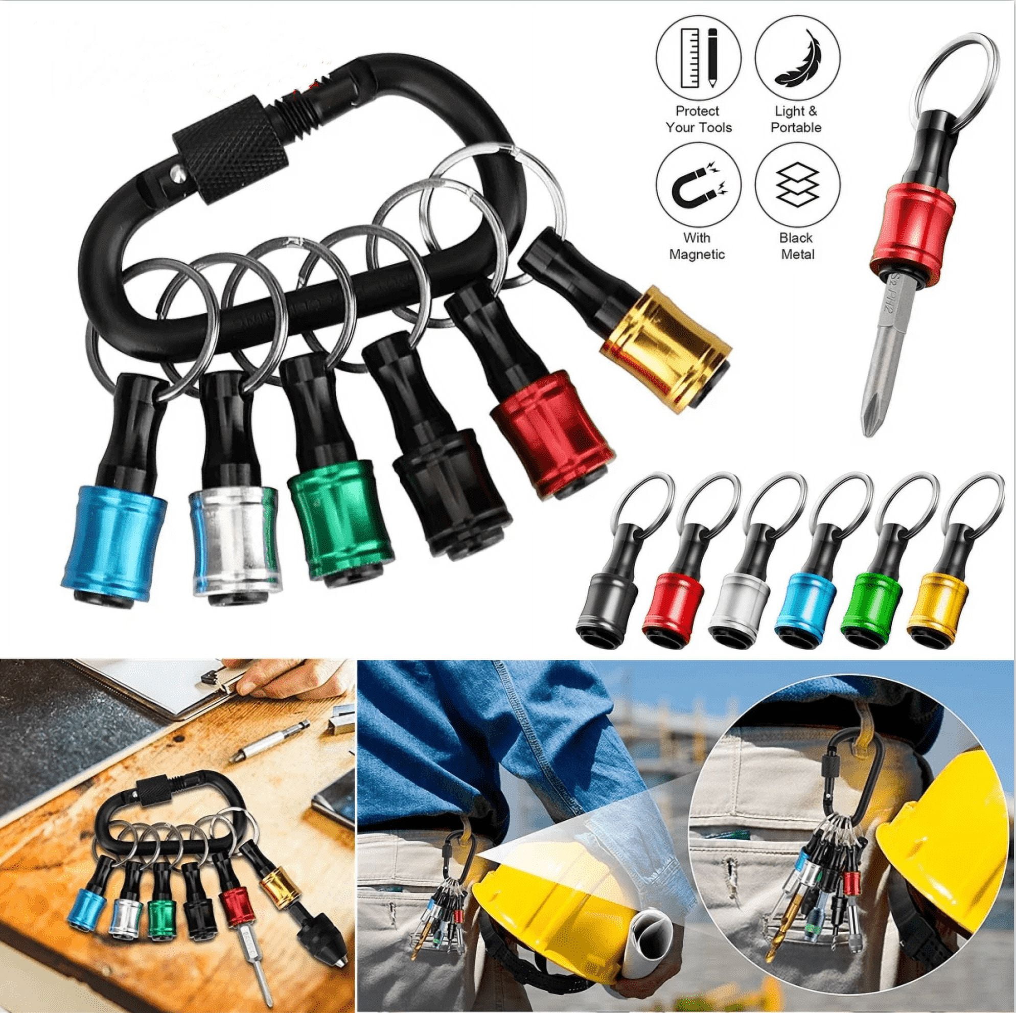 7pcs For 1/4" Hex Shank Quick Release Keychain Screwdriver Drill Bit Holder Bit Set, 6pcs